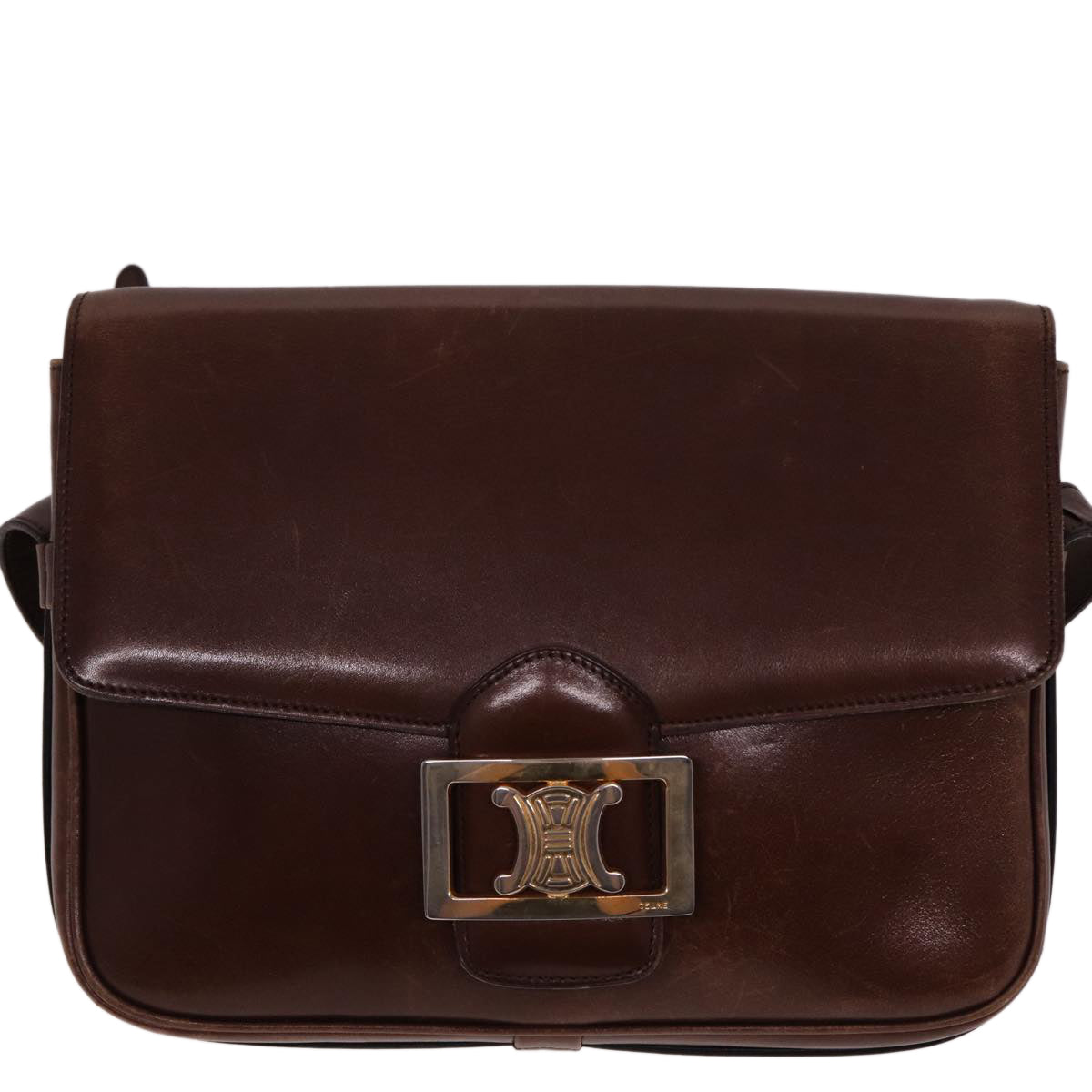 CELINE Shoulder Bag Leather Brown  78512
