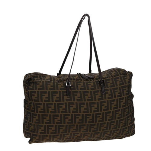 FENDI Zucca Canvas Shoulder Bag Brown Black78535