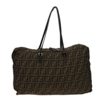 FENDI Zucca Canvas Shoulder Bag Brown Black78535