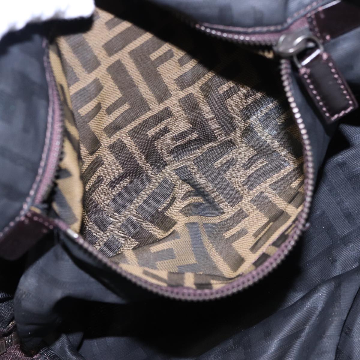 FENDI Zucca Canvas Shoulder Bag Brown Black78535