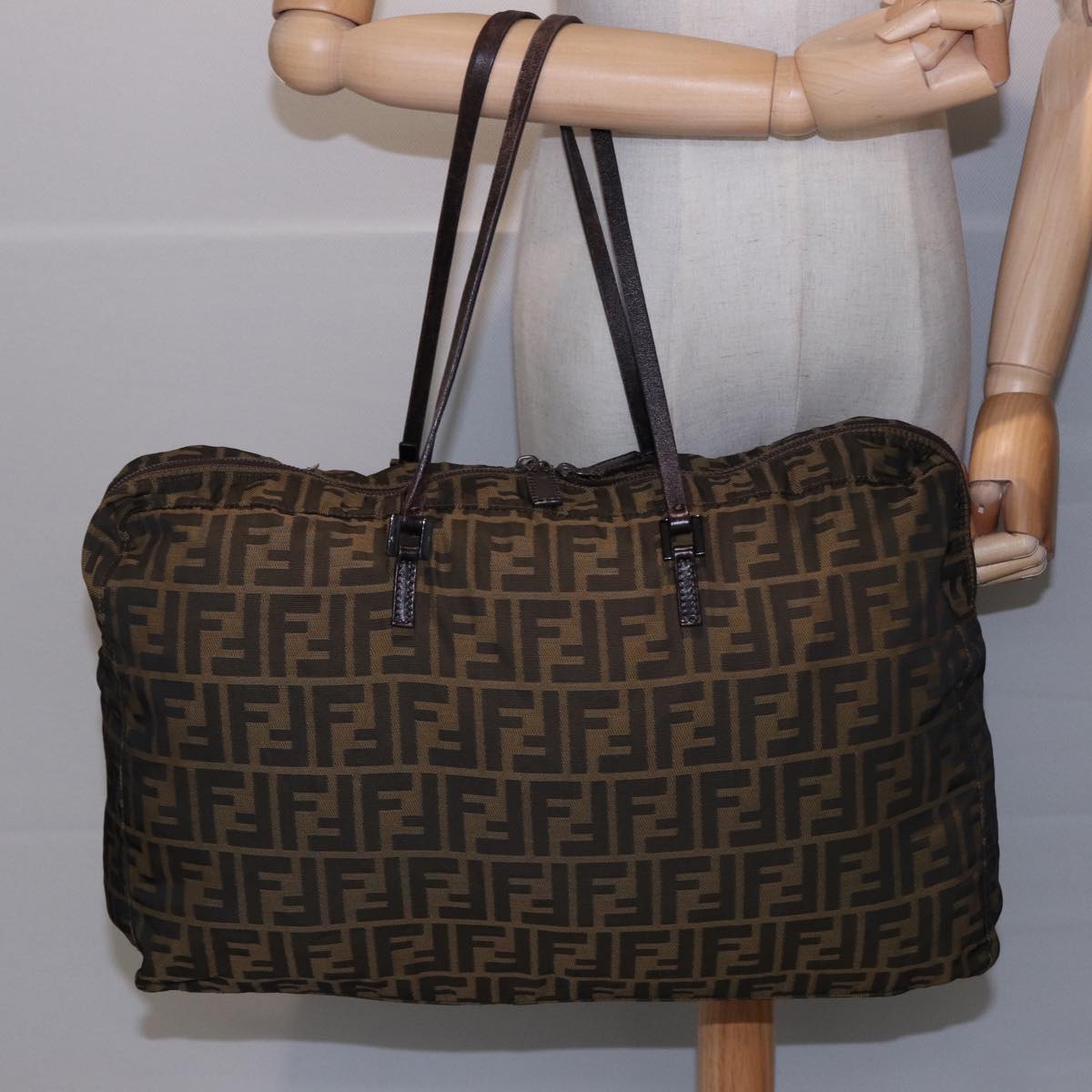 FENDI Zucca Canvas Shoulder Bag Brown Black78535