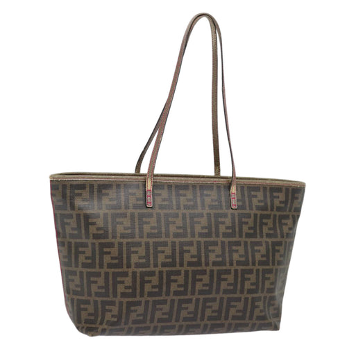 FENDI Zucca Canvas Tote Bag Brown Black gold78563