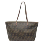 FENDI Zucca Canvas Tote Bag Brown Black gold78563