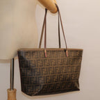 FENDI Zucca Canvas Tote Bag Brown Black gold78563