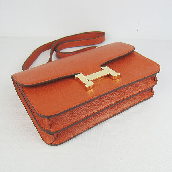 Hermes calf Leather Message Bag H020 orange golden