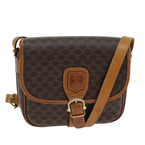 CELINE Macadam Canvas Shoulder Bag PVC Leather Brown  78765