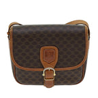 CELINE Macadam Canvas Shoulder Bag PVC Leather Brown  78765