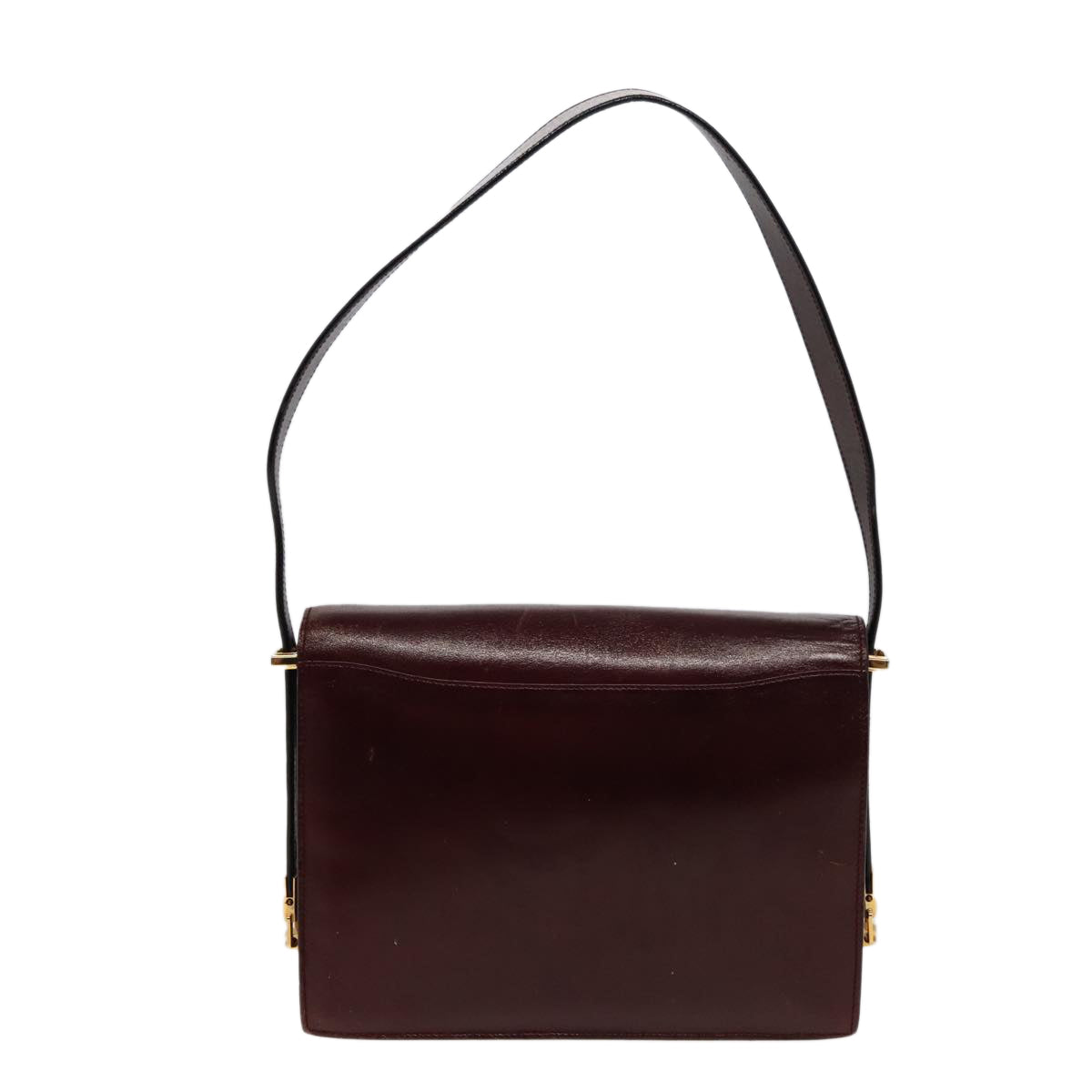 CELINE Shoulder Bag Leather Wine Red  78766