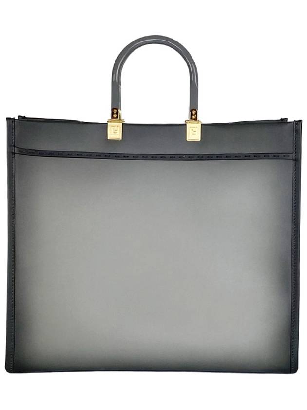 Fendi Logo Sunshine Large Leather Shopper Tote Bag Grey
