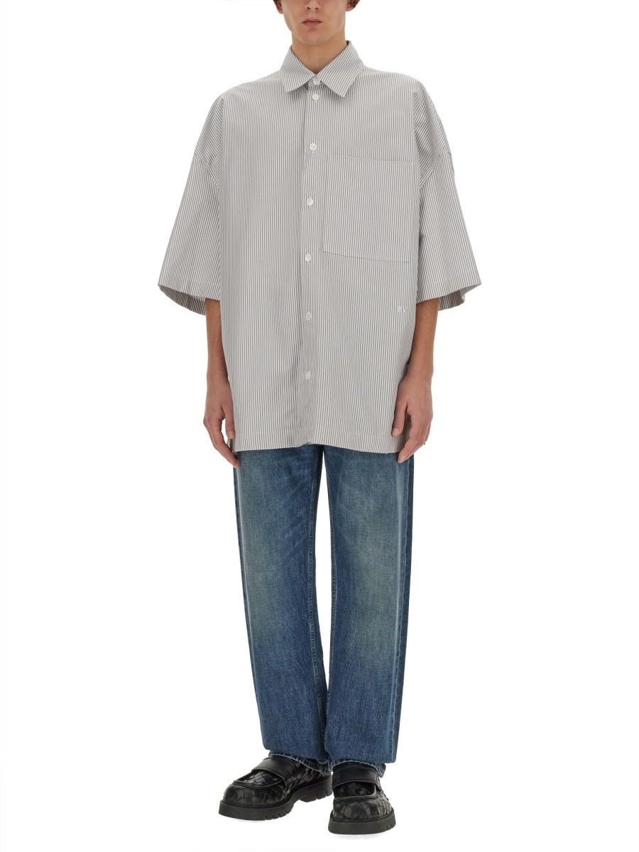BOTTEGA VENETA Striped Overshirt with BV Embroidered - Size 48