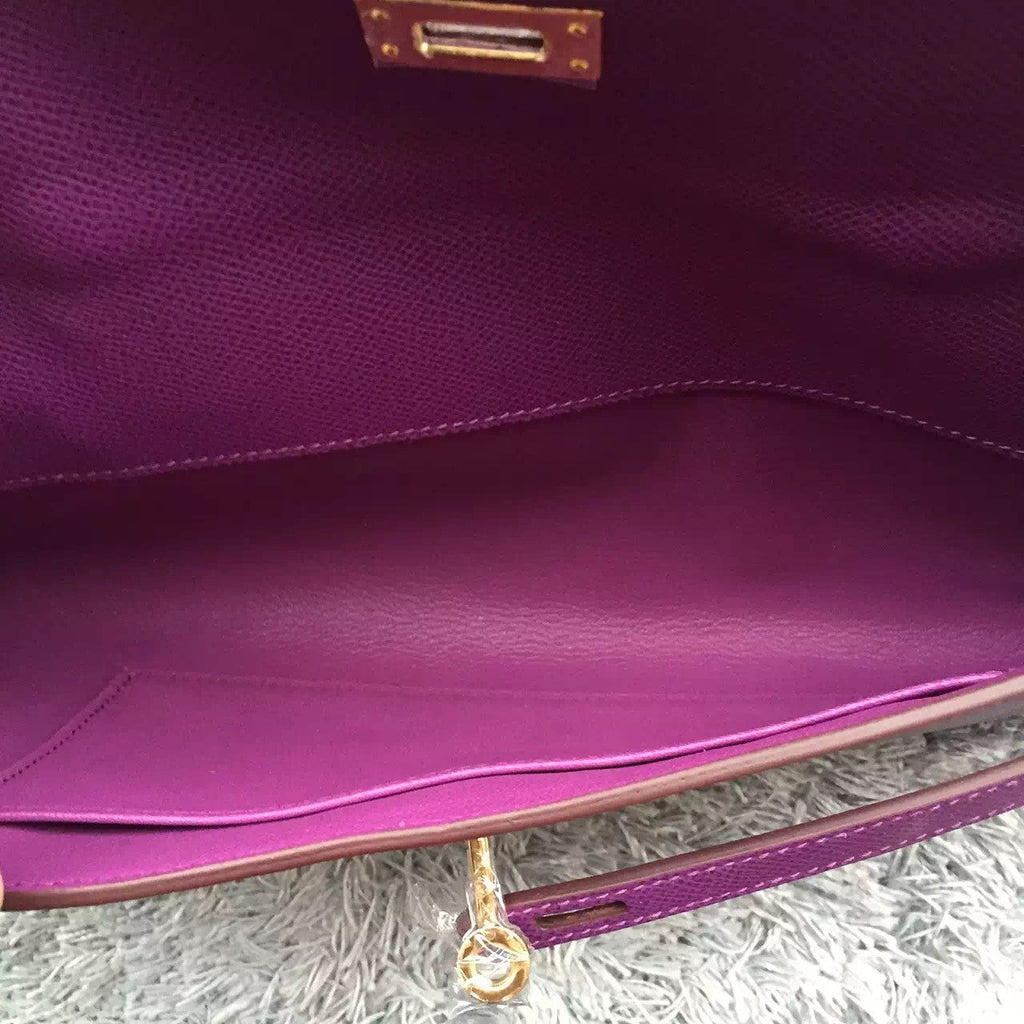 Hermes Purple Handcrafted Kelly Cut Clutch