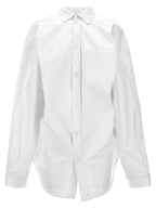 Balenciaga Women Asymmetric Shirt With Logo Embroidery