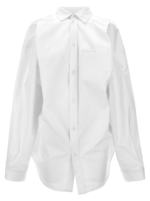 Balenciaga Women Asymmetric Shirt With Logo Embroidery