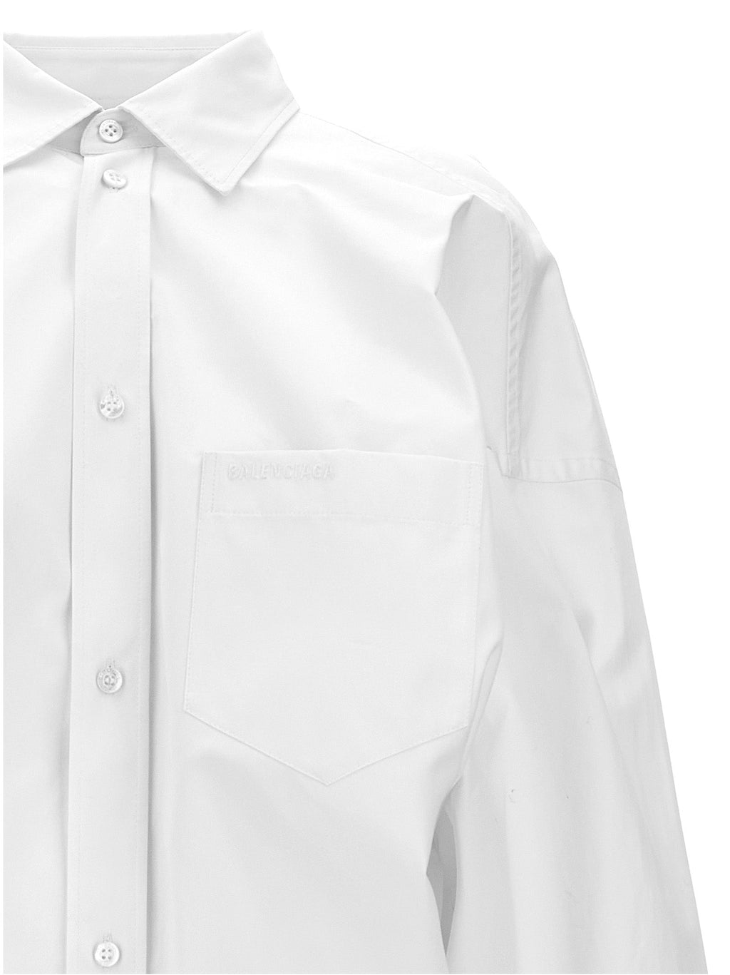 Balenciaga Women Asymmetric Shirt With Logo Embroidery