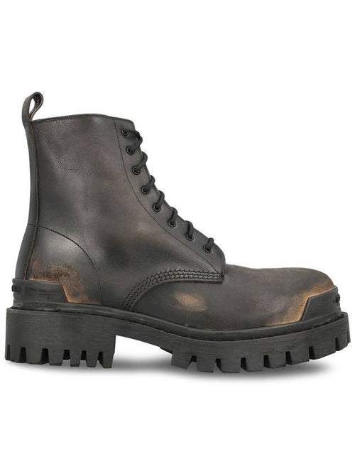 Balenciaga Strike Lace-Up Ankle Boots Brown Black