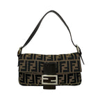 Fendi Mamma Baguette Zucca FF Leather Canvas Handbag