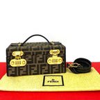 Fendi Canvas Leather Dial Lock Vanity Bag