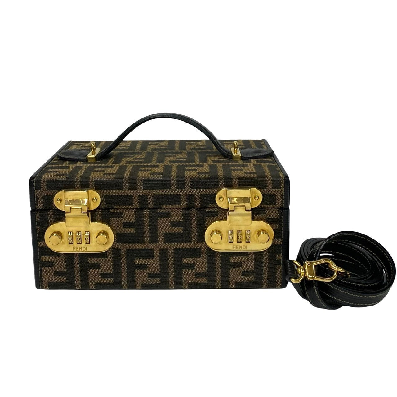Fendi Canvas Leather Dial Lock Vanity Bag