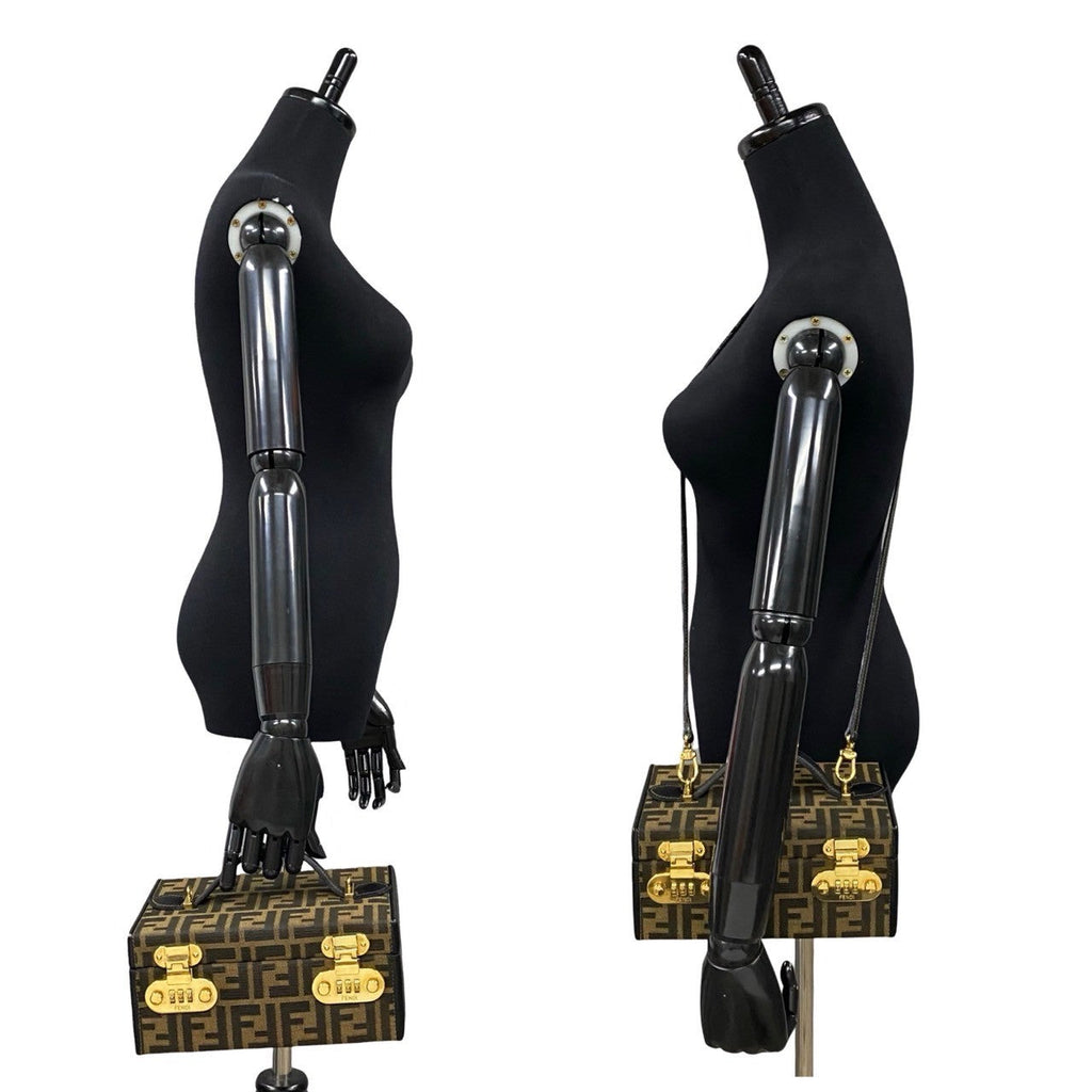 Fendi Canvas Leather Dial Lock Vanity Bag