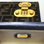 Fendi Canvas Leather Dial Lock Vanity Bag