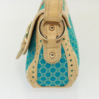 CELINE Macadam Canvas Shoulder Bag Turquoise Blue  79101