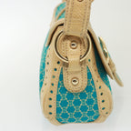 CELINE Macadam Canvas Shoulder Bag Turquoise Blue  79101