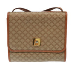 CELINE Macadam Canvas Shoulder Bag Beige Auth 79103