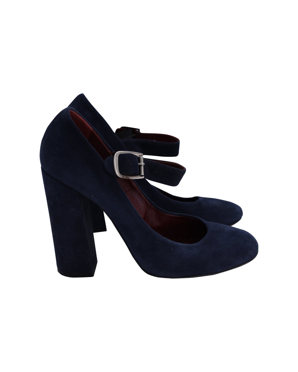 Chloe Mary Jane Pumps in Navy Blue Suede