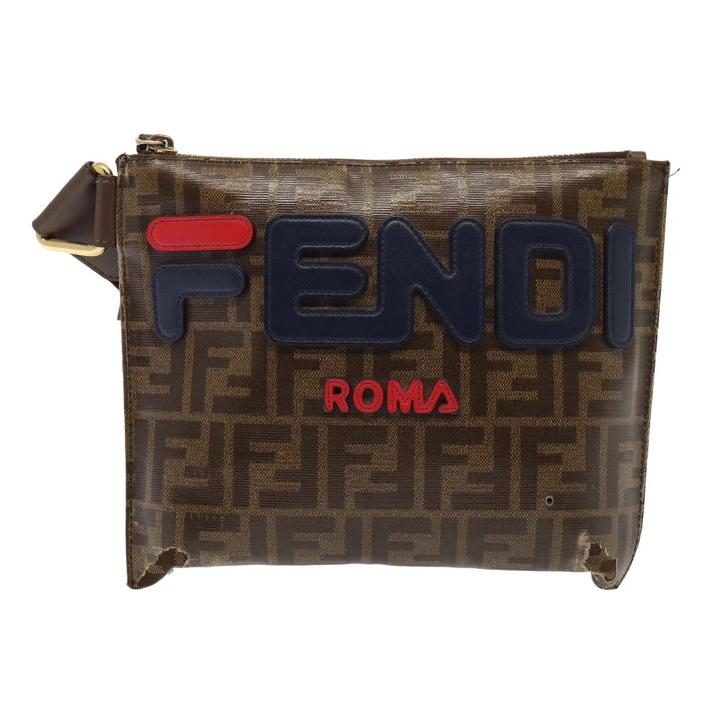 FENDI Zucca Canvas FILA Collaboration Shoulder Bag Brown Black79110