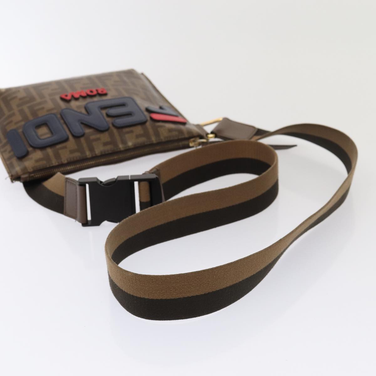 FENDI Zucca Canvas FILA Collaboration Shoulder Bag Brown Black79110