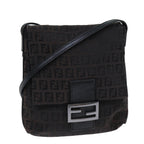 FENDI Zucchino Canvas Shoulder Bag Black79112