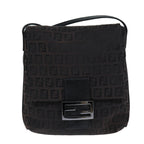 FENDI Zucchino Canvas Shoulder Bag Black79112