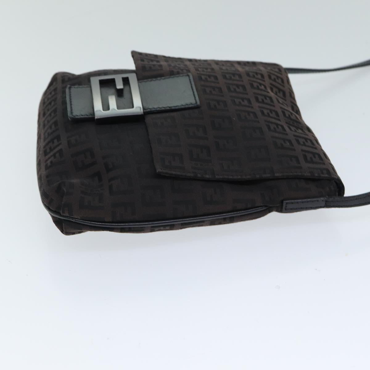 FENDI Zucchino Canvas Shoulder Bag Black79112