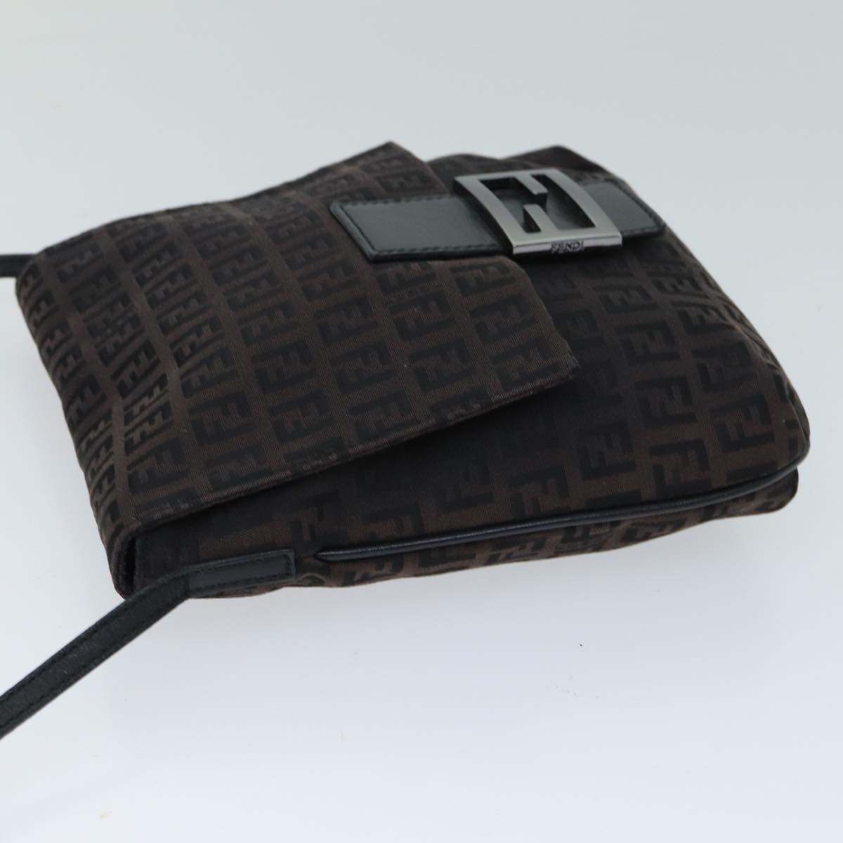 FENDI Zucchino Canvas Shoulder Bag Black79112