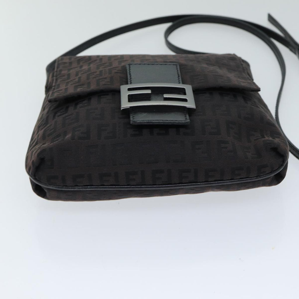 FENDI Zucchino Canvas Shoulder Bag Black79112
