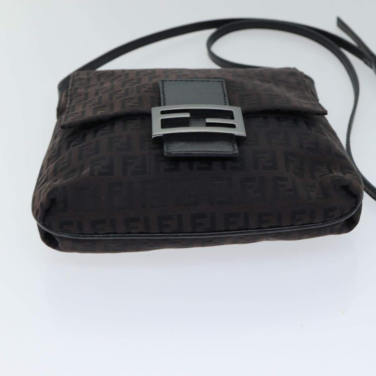 FENDI Zucchino Canvas Shoulder Bag Black79112