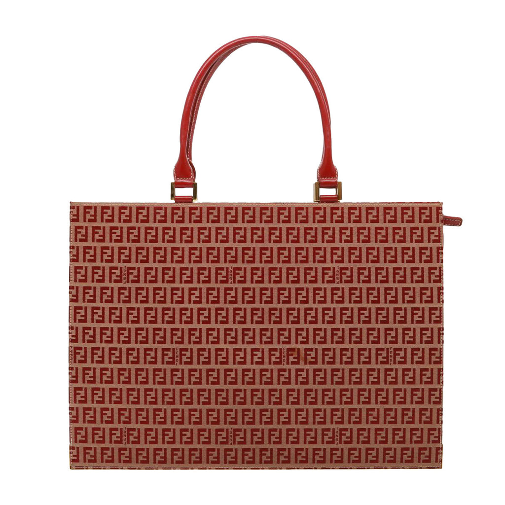 FENDI Zucchino Canvas Hand Bag Red79113
