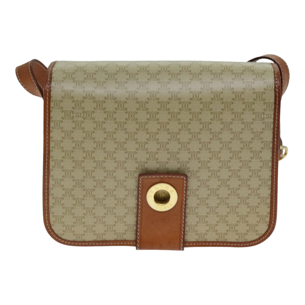 CELINE Macadam Canvas Shoulder Bag Beige  79130