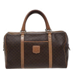 CELINE Macadam Canvas Boston Bag PVC Leather Brown Auth 79183