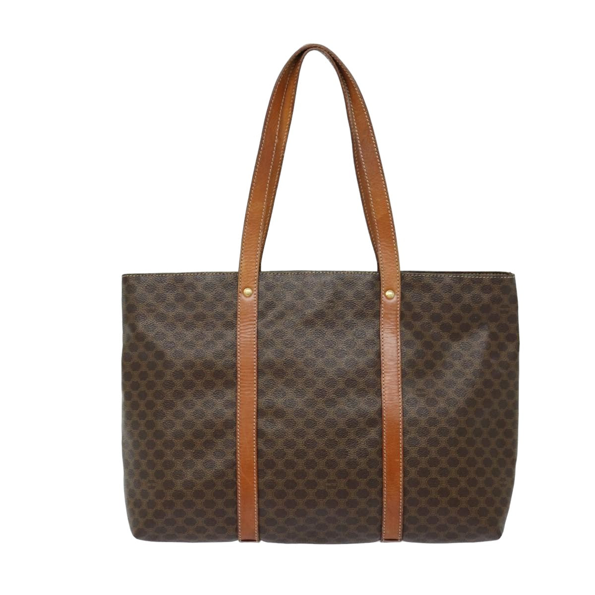 CELINE Macadam Canvas Tote Bag PVC Leather Brown  79187