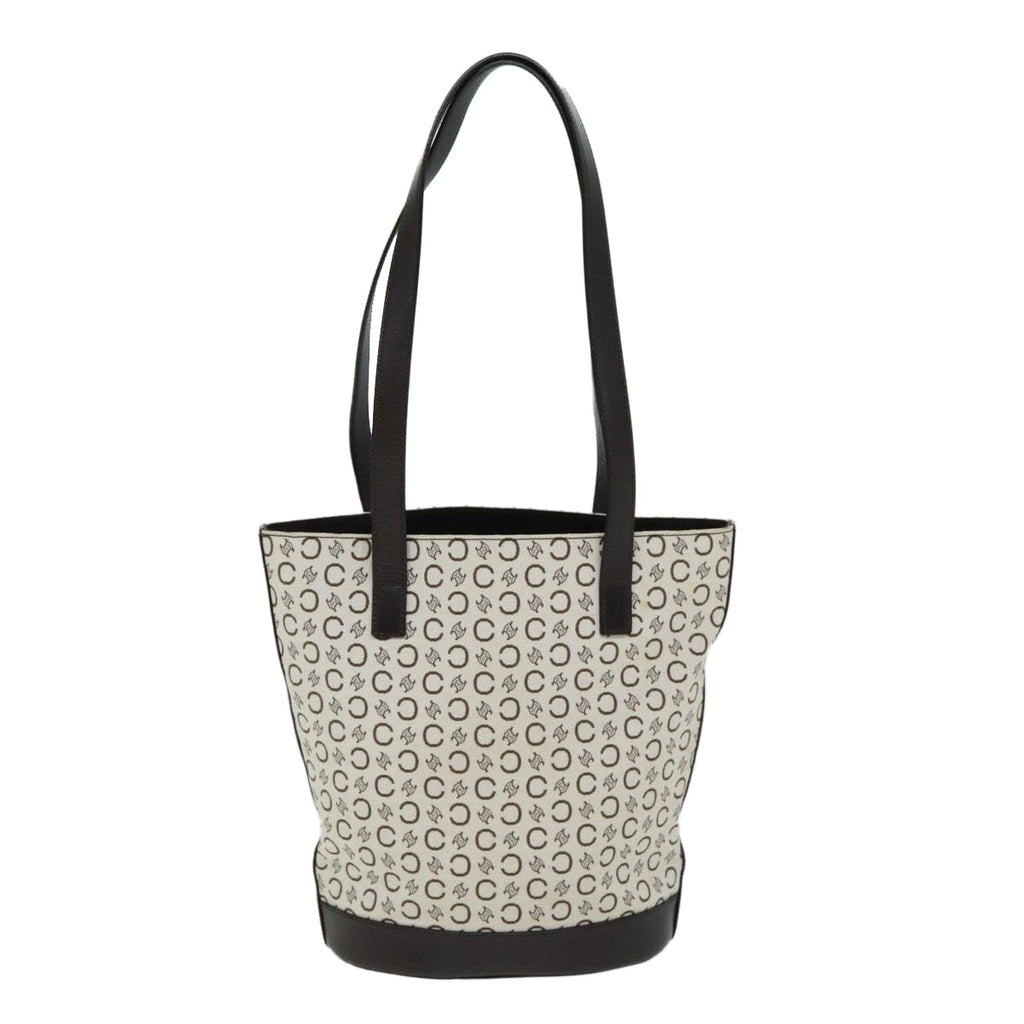 CELINE C Macadam Canvas Hand Bag White Auth 79191