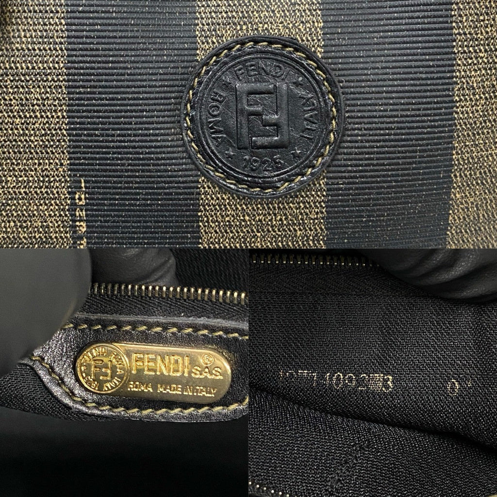 Fendi Leather Pequin FF Logo Mini Boston Bag