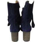 Chloe Harper Lace Up Boots in Navy Blue Suede