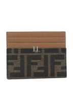 Fendi Baguette FF Jacquard Fabric Flat Card Wallet Brown