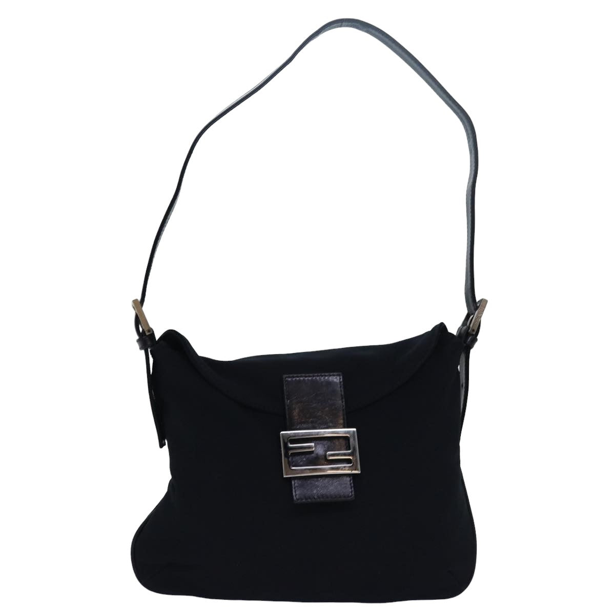 FENDI Mamma Baguette Shoulder Bag Nylon Black79364