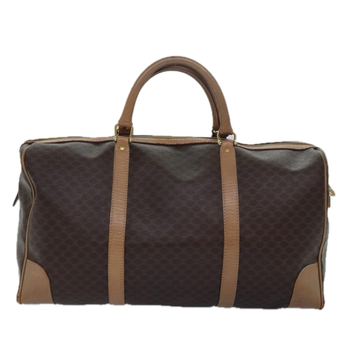 CELINE Macadam Canvas Boston Bag PVC Leather Brown  79437