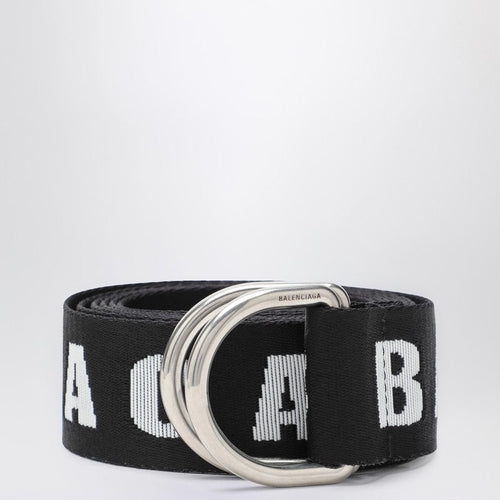 Balenciaga D-Ring Belt In Black And White Canvas Men