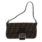 FENDI Zucca Canvas Mamma Baguette Shoulder Bag Brown Black79451A