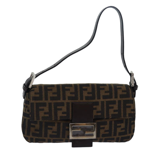 FENDI Zucca Canvas Mamma Baguette Shoulder Bag Brown Black79451A