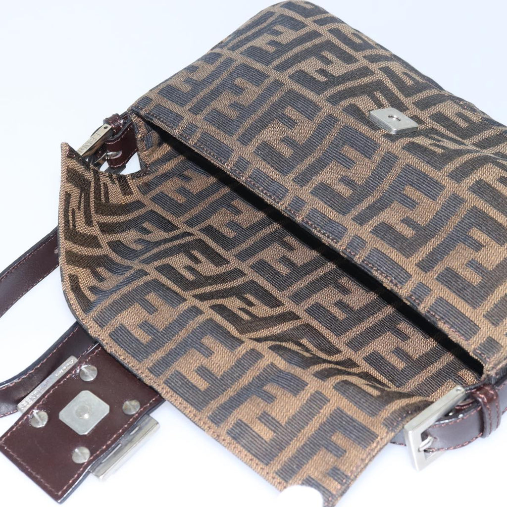 FENDI Zucca Canvas Mamma Baguette Shoulder Bag Brown Black79451A